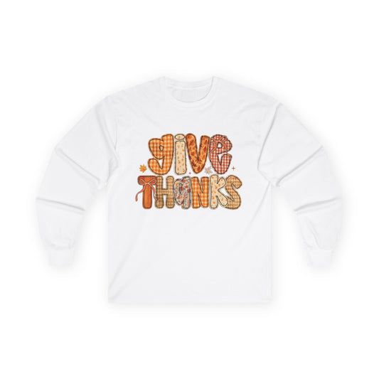 Thankful Long Sleeve Tee, Fall Shirt, Thanksgiving Apparel, Unisex Cotton Top, Seasonal Wear, Gratitude Gift