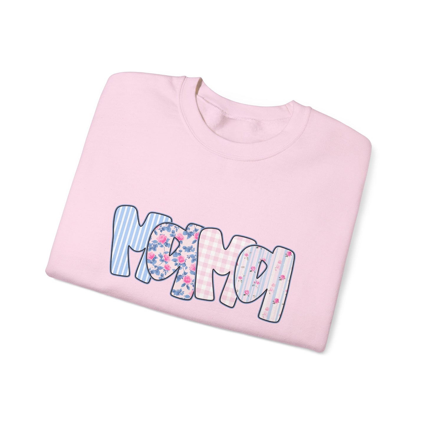 Mama Pink & Blue Floral Crewneck