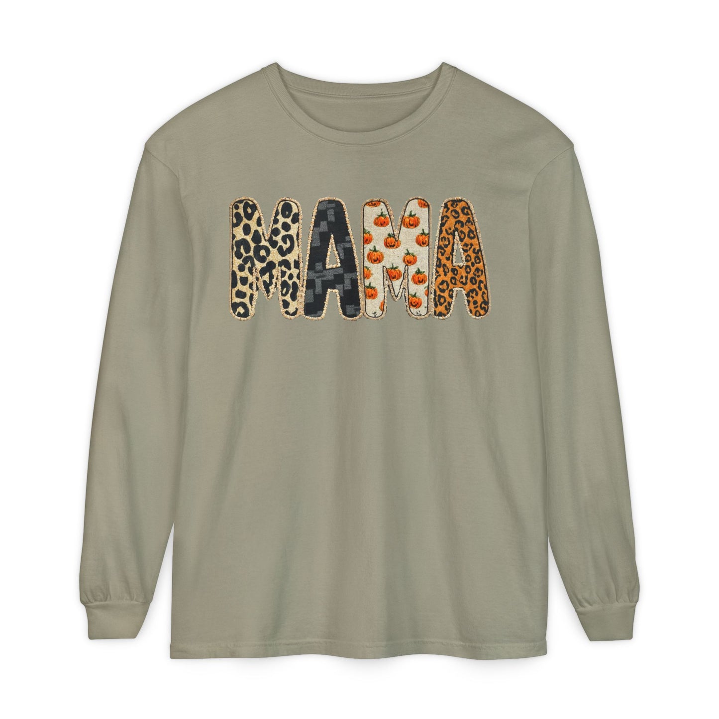 Unisex Mama Long Sleeve Tee, Cozy Graphic Top for Moms, Mother's Day Gift, Casual Wear, Animal Print Style