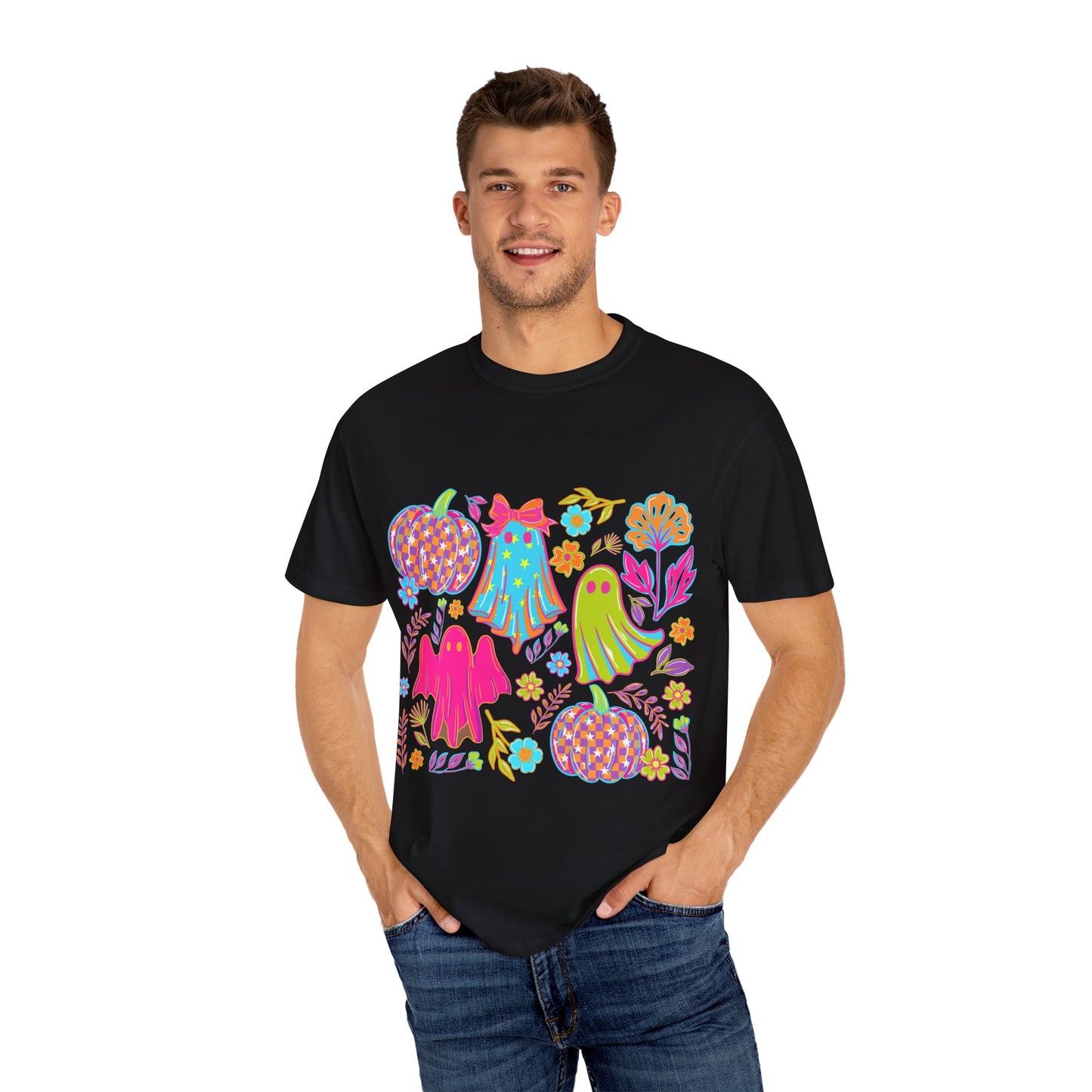 Colorful Halloween T-Shirt, Unisex Spooky Tee, Ghost & Pumpkin Design, Fall Festival Wear, Halloween Costume Alternative, Gift for [...]