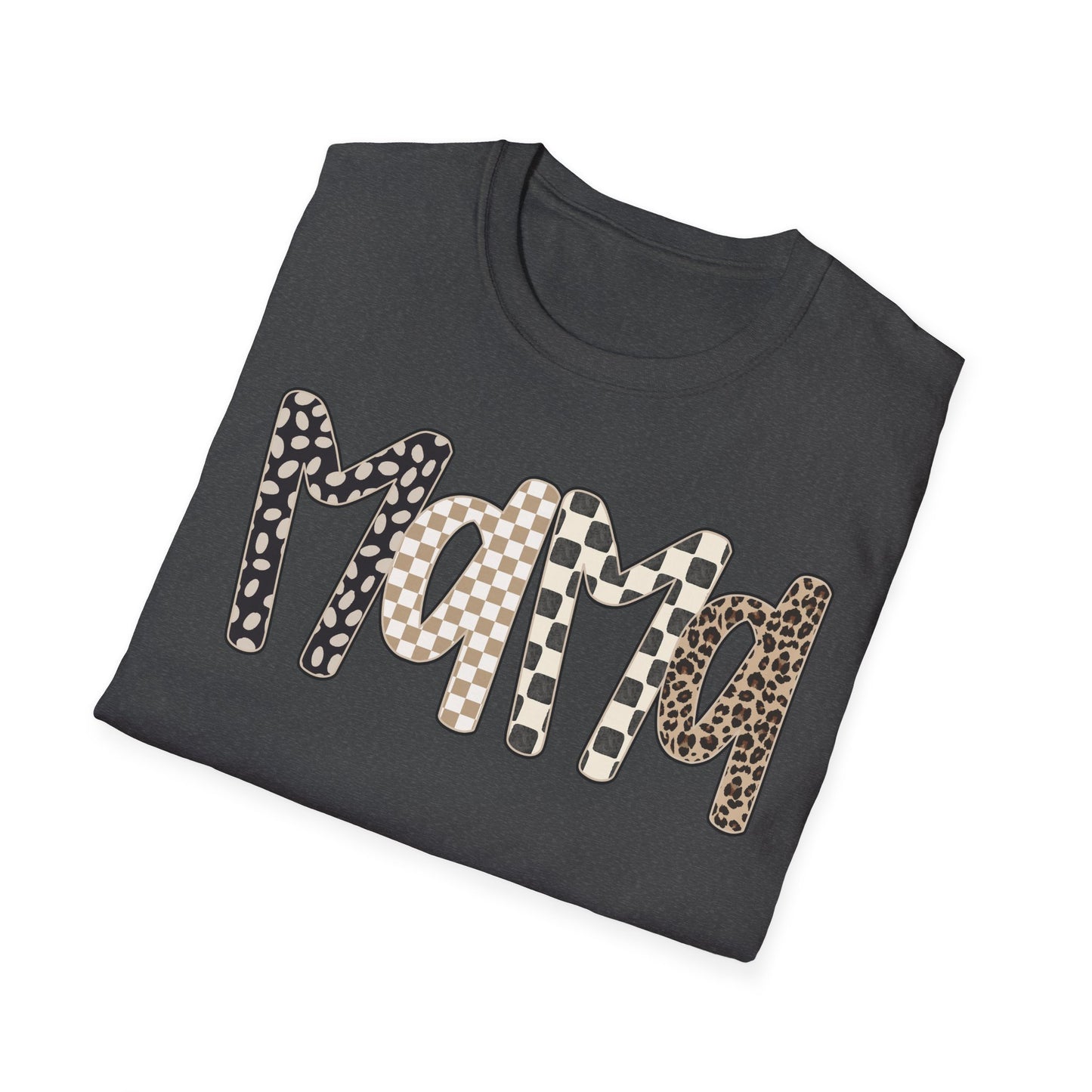 Mama Leopard & Checkered Print T-Shirt