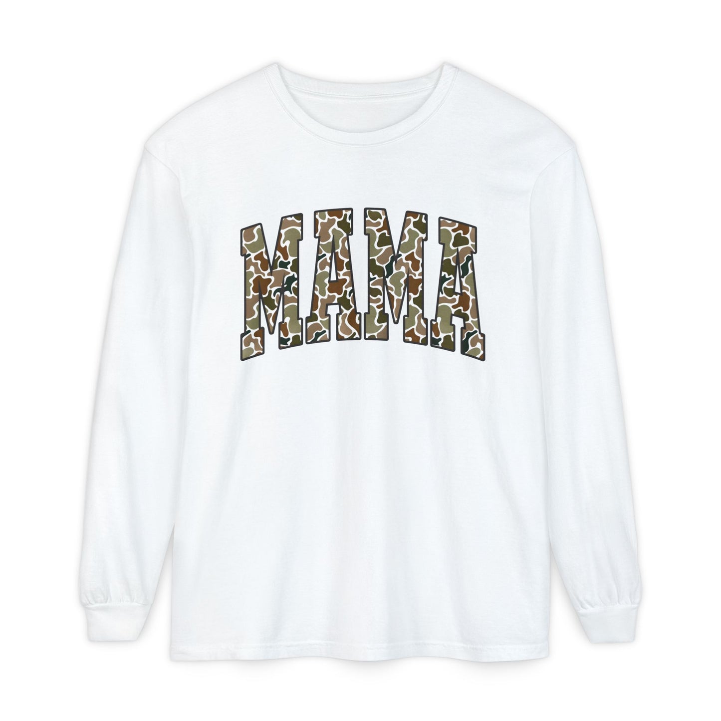 Unisex Long Sleeve T-Shirt, Camo Mama Tee, Perfect Gift for Moms, Casual Wear, Everyday Comfort