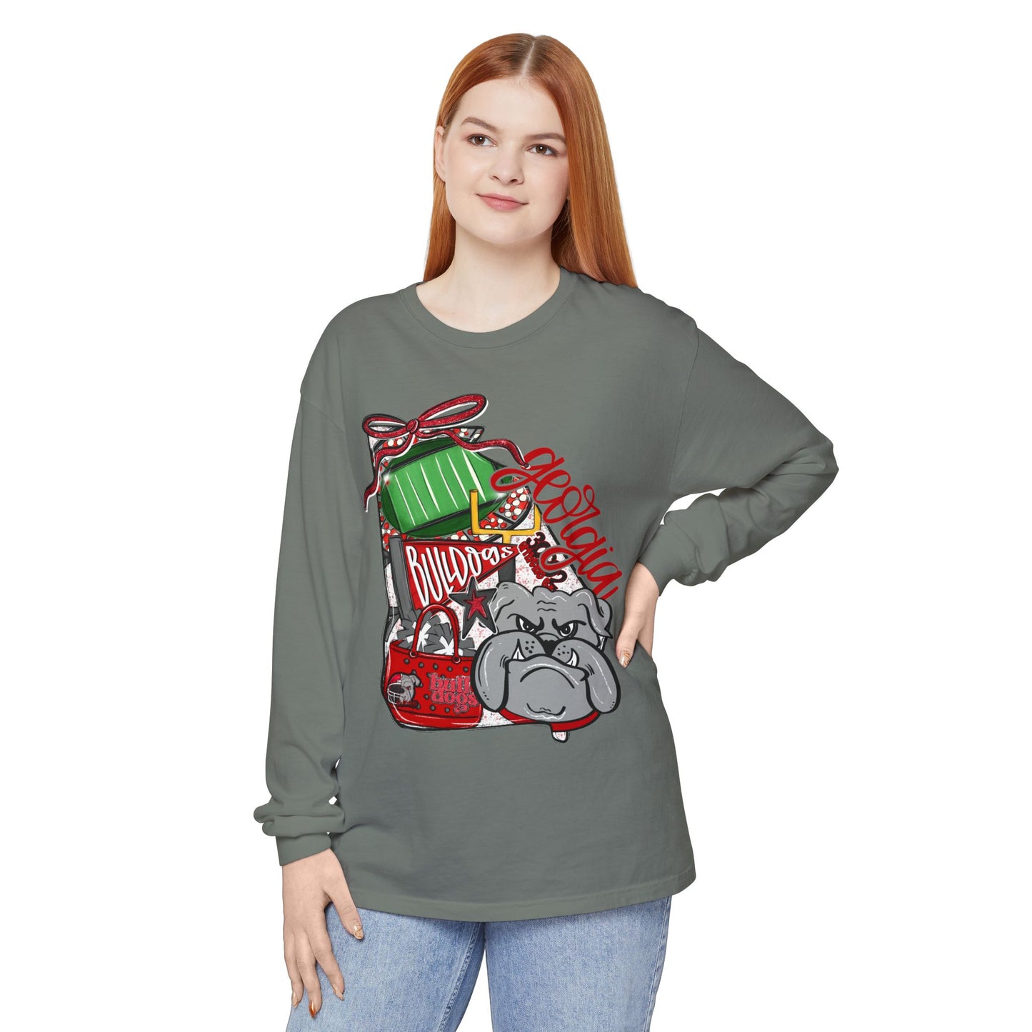 Garment-Dyed Long Sleeve T-Shirt with Bulldog Design | Casual Wear, Bulldog Lovers Gift, Unique Graphic Tee, Dog-Themed Apparel, [...]