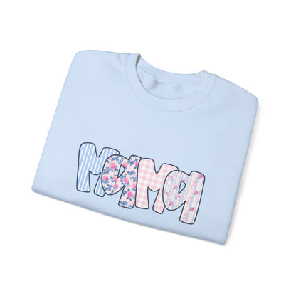 Mama Pink & Blue Floral Crewneck