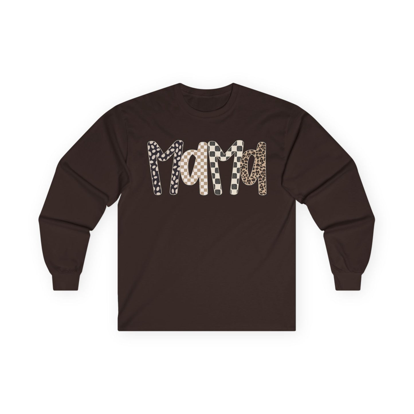 Mama Leopard & Checkered Long Sleeve Tee