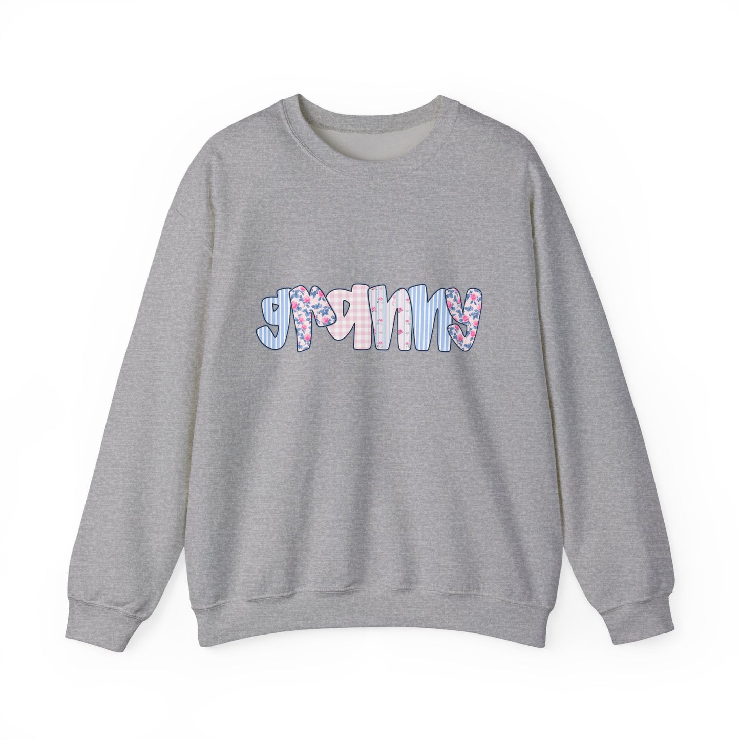 Granny Pink & Blue Floral Crewneck