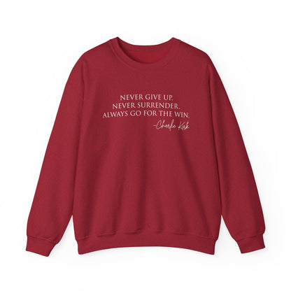 Motivational Crewneck Sweatshirt - Never Give Up, Inspirational Gift, Cozy Sweatshirt, Unisex Apparel, Perfect for Fitness and Everyday Wear
