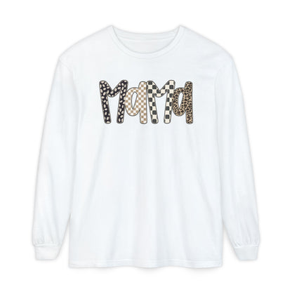 Mama Leopard Checkered Long Sleeve Tee