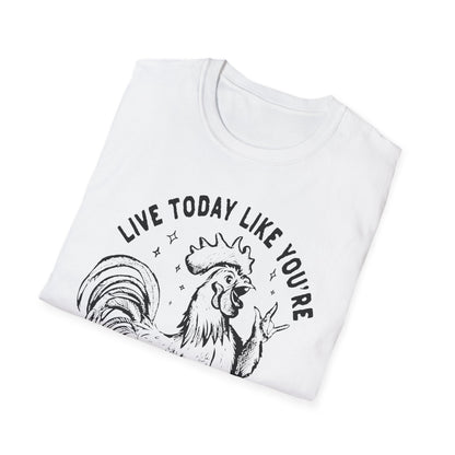 Funny Graphic T-Shirt, Live Today Like You're Getting Fried Tomorrow Tee, Gift for Chicken Lovers, Casual Wear, Humorous Shirt
