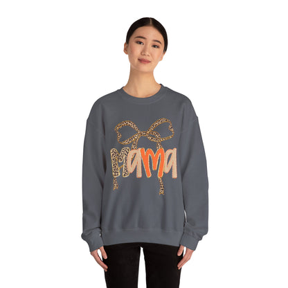 Mama Bow Crewneck Sweatshirt - Gift for Moms, Cute Mama Sweater, Cozy Fall Wear, Mother's Day Gift, Animal Print Sweatshirt