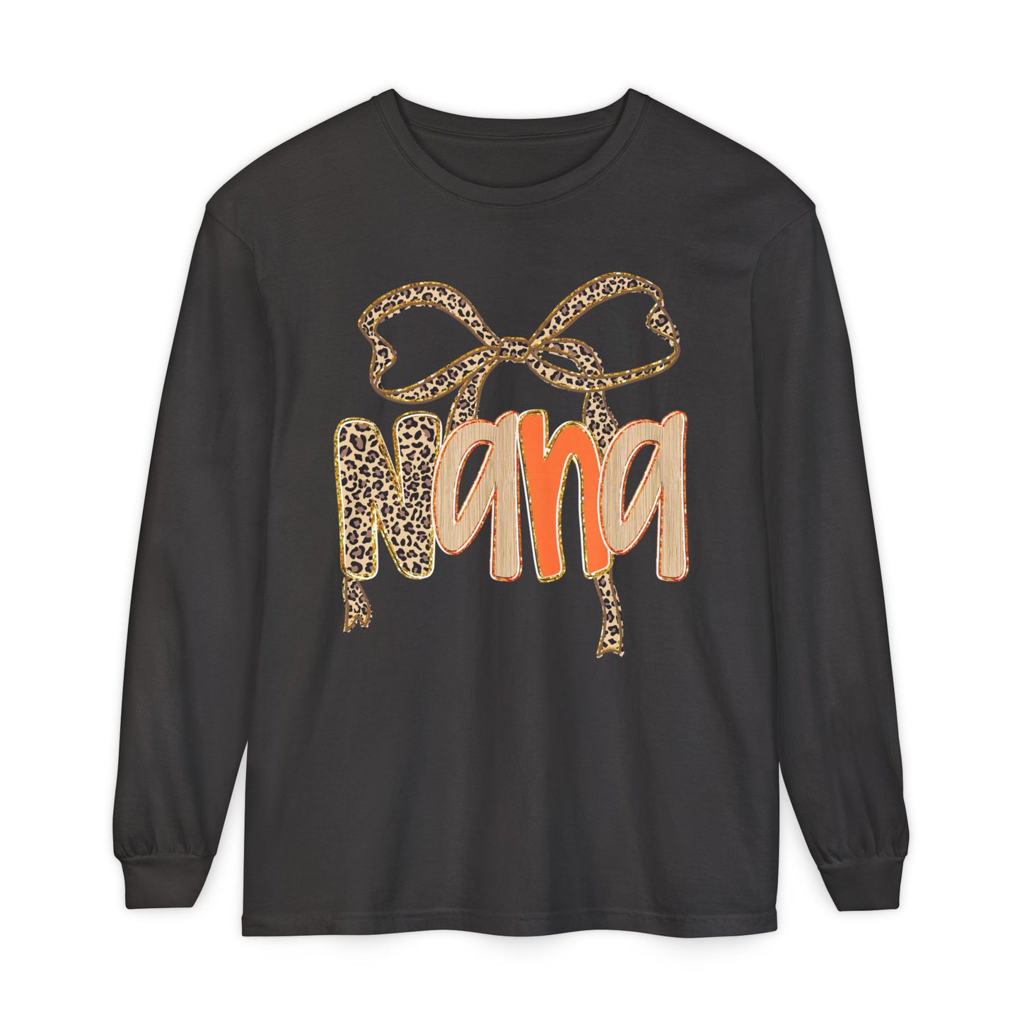 Nana Leopard Print Long Sleeve T-Shirt, Gift for Nana, Birthday Gift, Mother's Day Shirt, Animal Print Tee, Fall Apparel