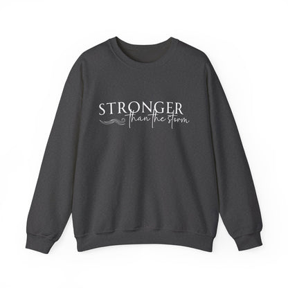 Empowering Crewneck Sweatshirt - "Stronger Than the Storm" - Cozy Gift for Resilience, Fitness, Motivation