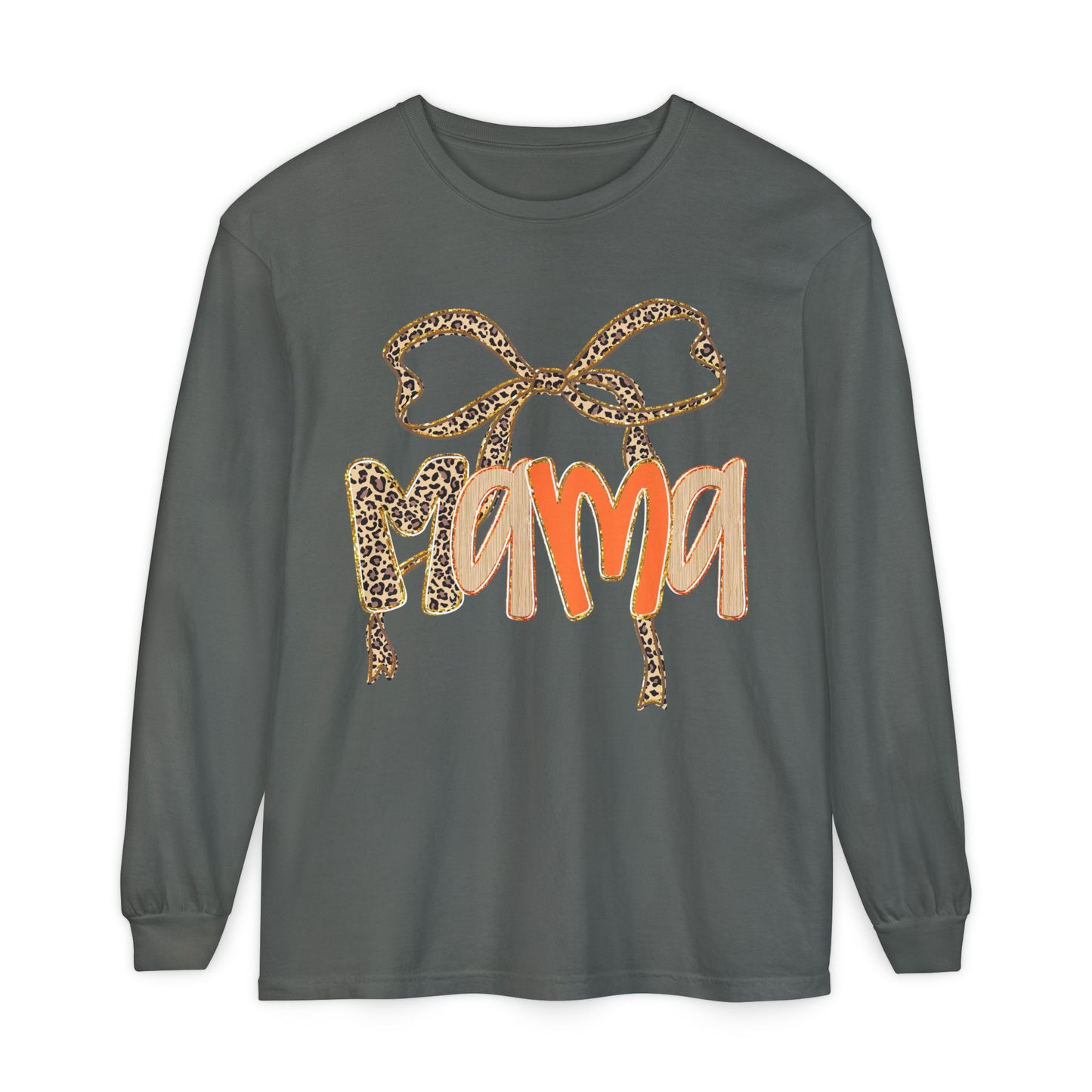 Mama Leopard Print Long Sleeve Tee, Cute Mama Shirt, Gift for Moms, Fall Fashion, Casual Wear, Birthday Gift for Her