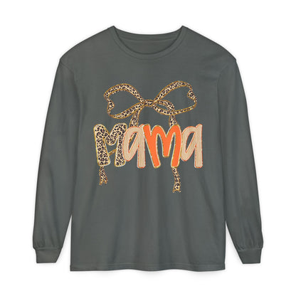Mama Leopard Print Long Sleeve Tee, Cute Mama Shirt, Gift for Moms, Fall Fashion, Casual Wear, Birthday Gift for Her