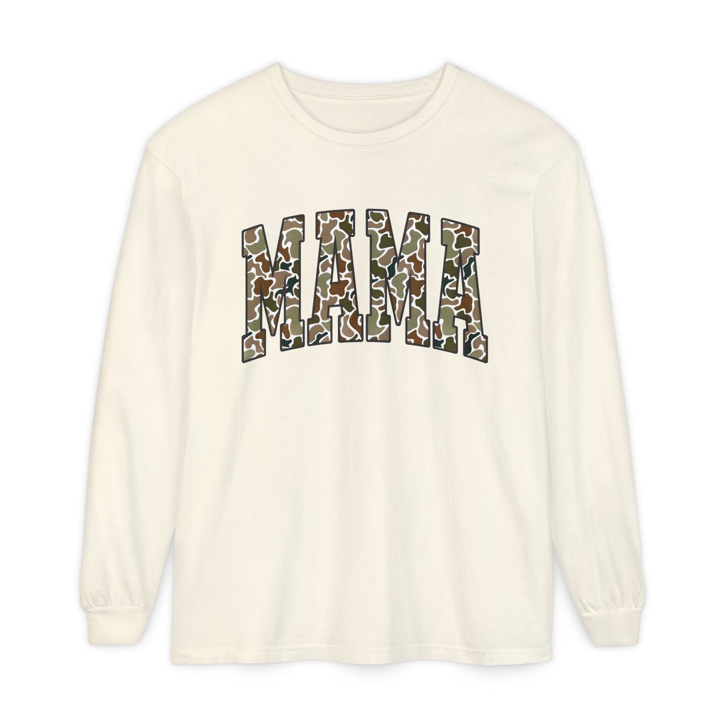 Unisex Long Sleeve T-Shirt, Camo Mama Tee, Perfect Gift for Moms, Casual Wear, Everyday Comfort