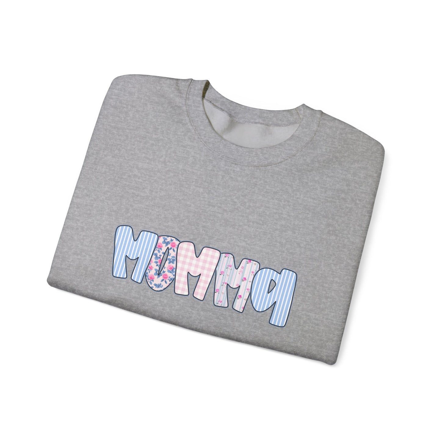 Momma Pink & Blue Floral Crewneck