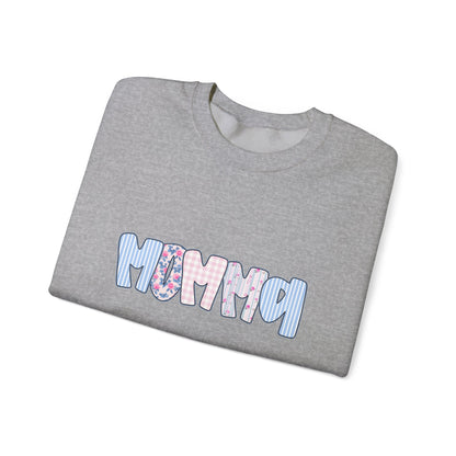 Momma Pink & Blue Floral Crewneck