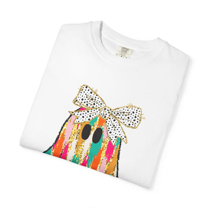 Colorful Ghost Graphic T-Shirt, Fun Unisex Tee, Halloween Shirt, Gift for Kids, Casual Wear, Festival Clothing