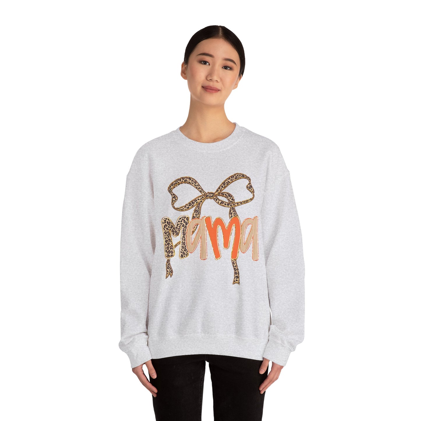 Mama Bow Crewneck Sweatshirt - Gift for Moms, Cute Mama Sweater, Cozy Fall Wear, Mother's Day Gift, Animal Print Sweatshirt