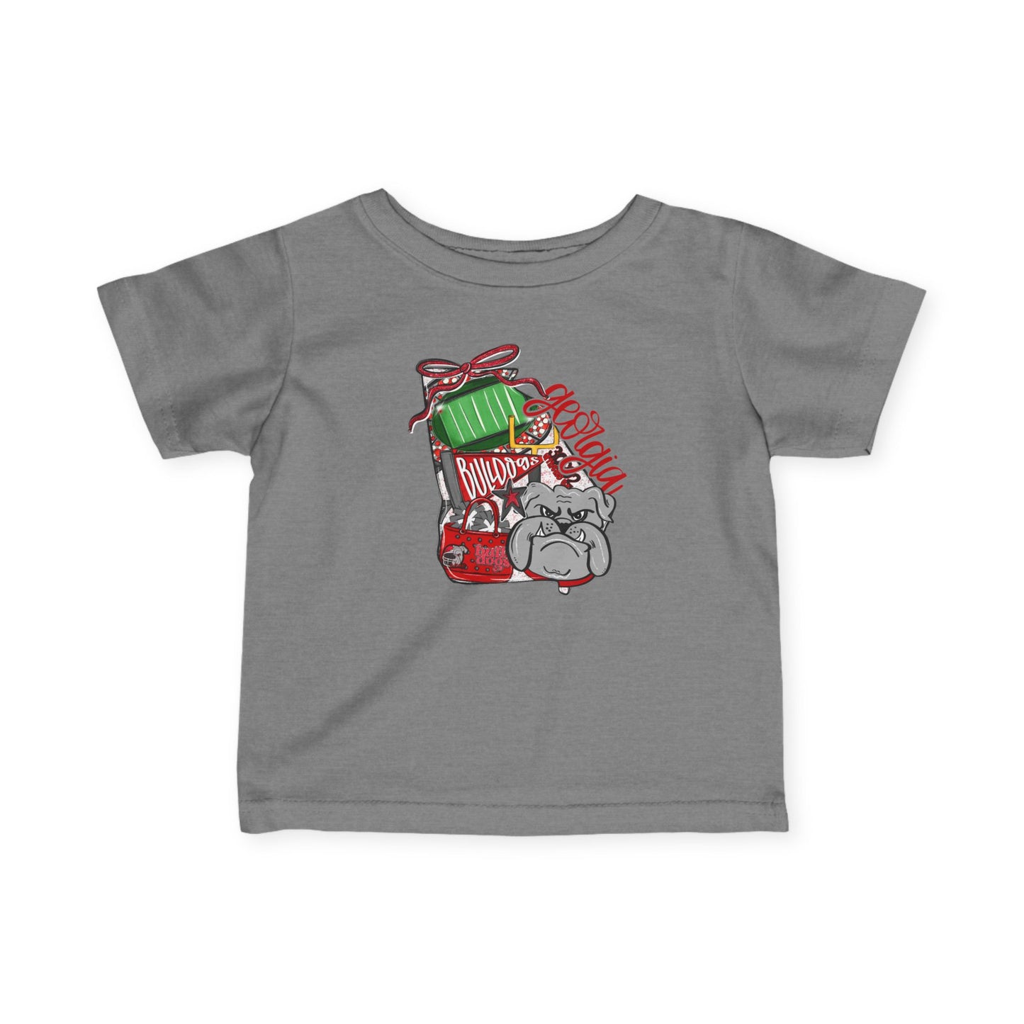 Adorable Holiday Infant Tee with Cute Bulldog Design, Baby Shirt, Christmas Gift, Toddler Apparel, Cute Baby Clothes, Pet Lovers