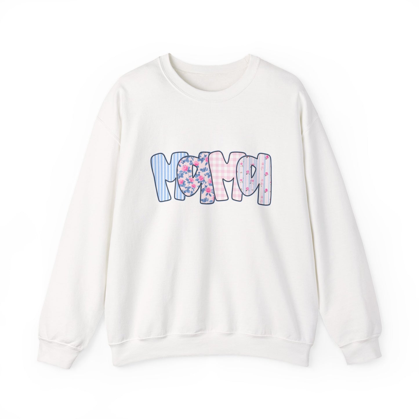 Mama Pink & Blue Floral Crewneck
