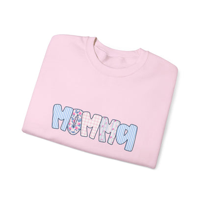 Momma Pink & Blue Floral Crewneck