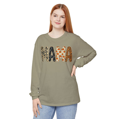 Unisex Mama Long Sleeve Tee, Cozy Graphic Top for Moms, Mother's Day Gift, Casual Wear, Animal Print Style