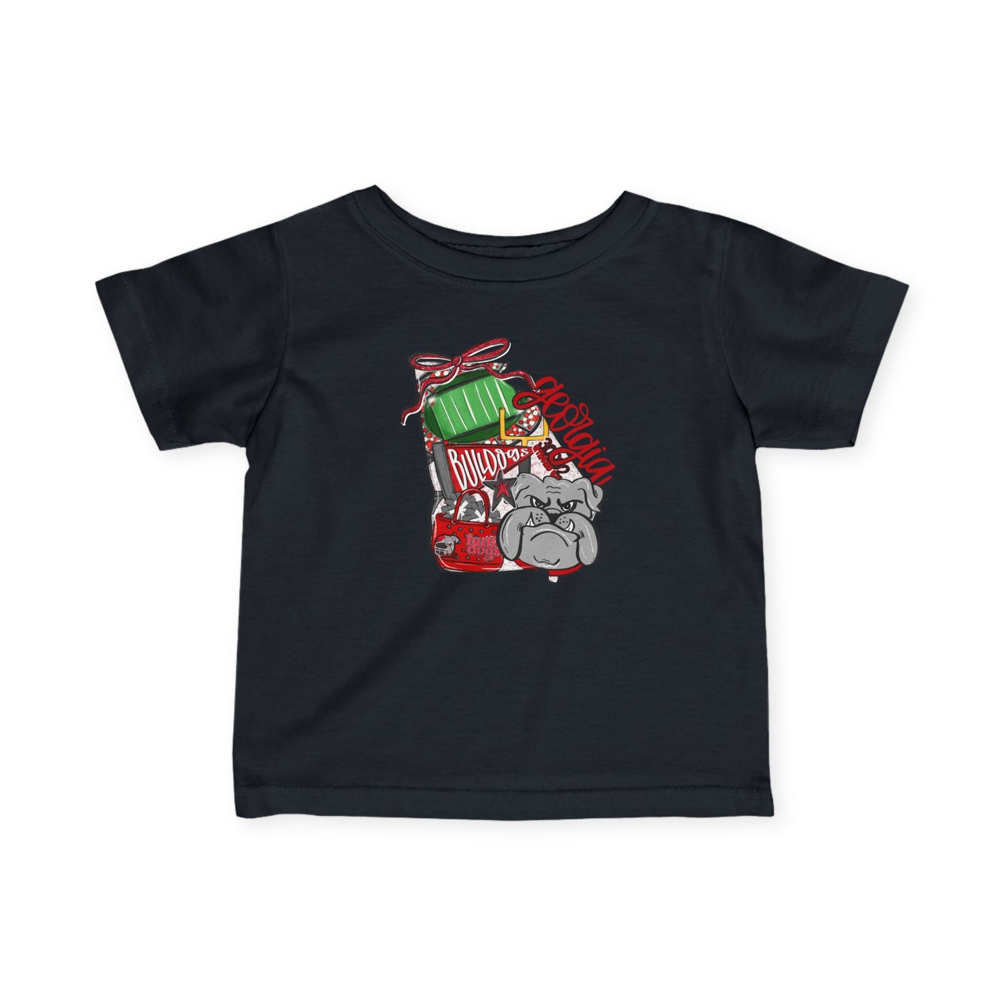 Adorable Holiday Infant Tee with Cute Bulldog Design, Baby Shirt, Christmas Gift, Toddler Apparel, Cute Baby Clothes, Pet Lovers