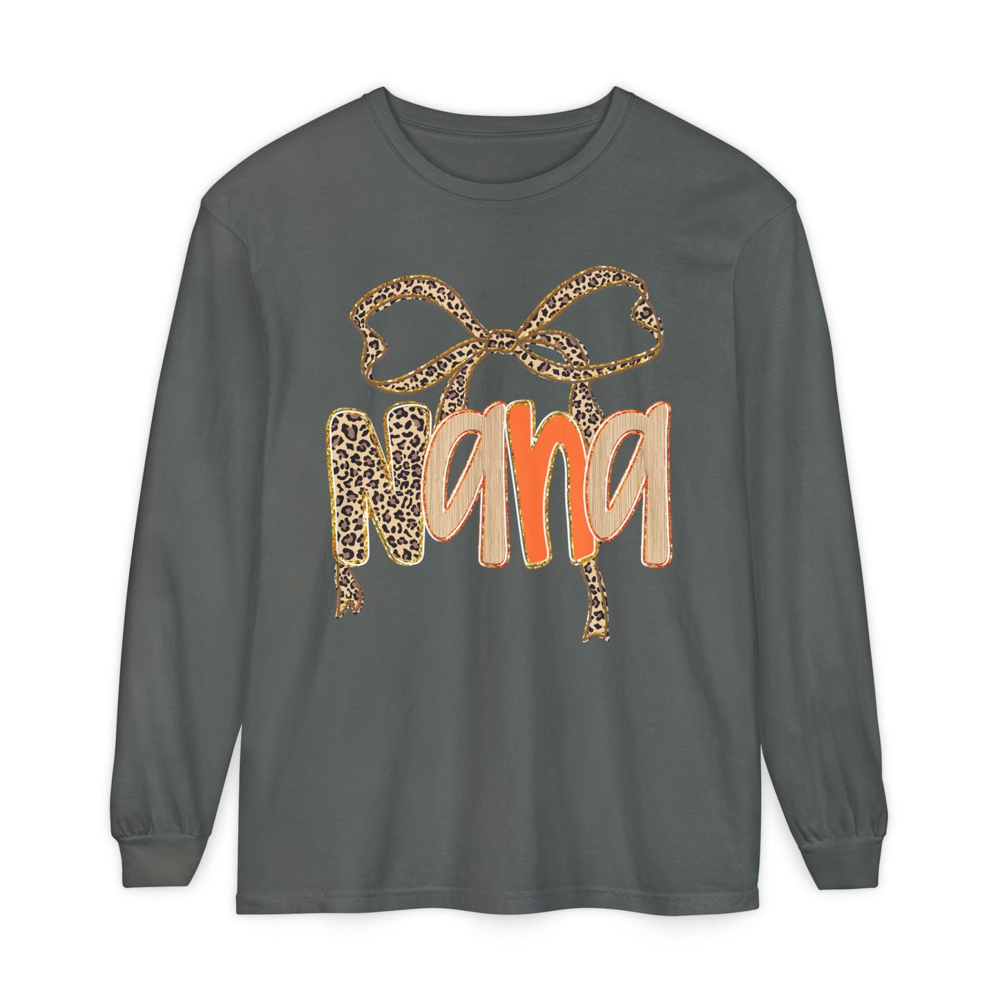 Nana Leopard Print Long Sleeve T-Shirt, Gift for Nana, Birthday Gift, Mother's Day Shirt, Animal Print Tee, Fall Apparel