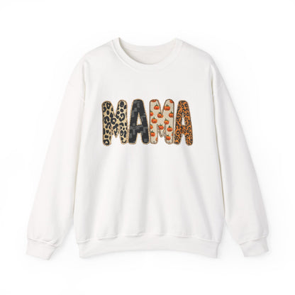 Mama Leopard Print Crewneck Sweatshirt, Gift for Moms, Cozy Casual Wear, Mother's Day Sweatshirt, Stylish Parenthood Apparel