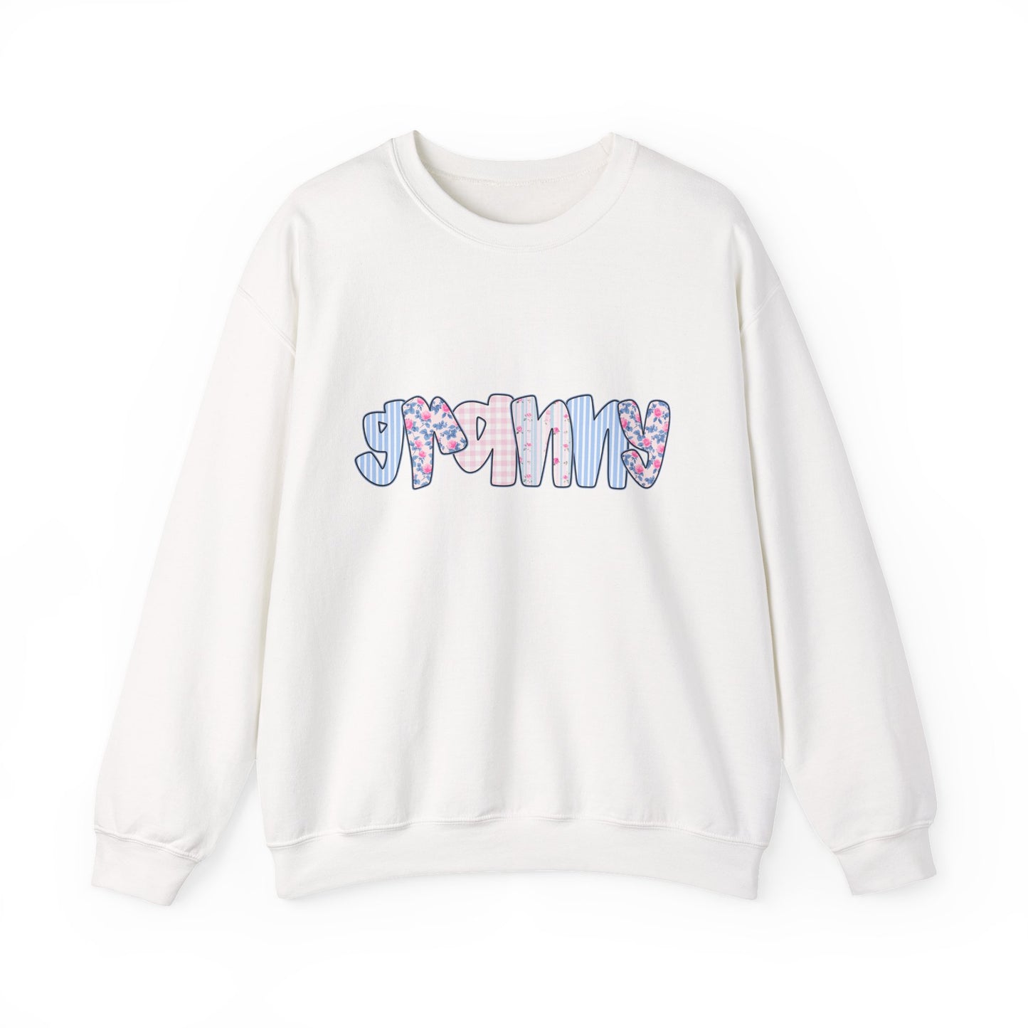 Granny Pink & Blue Floral Crewneck