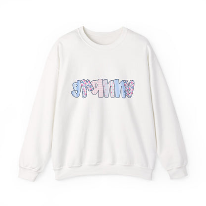 Granny Pink & Blue Floral Crewneck