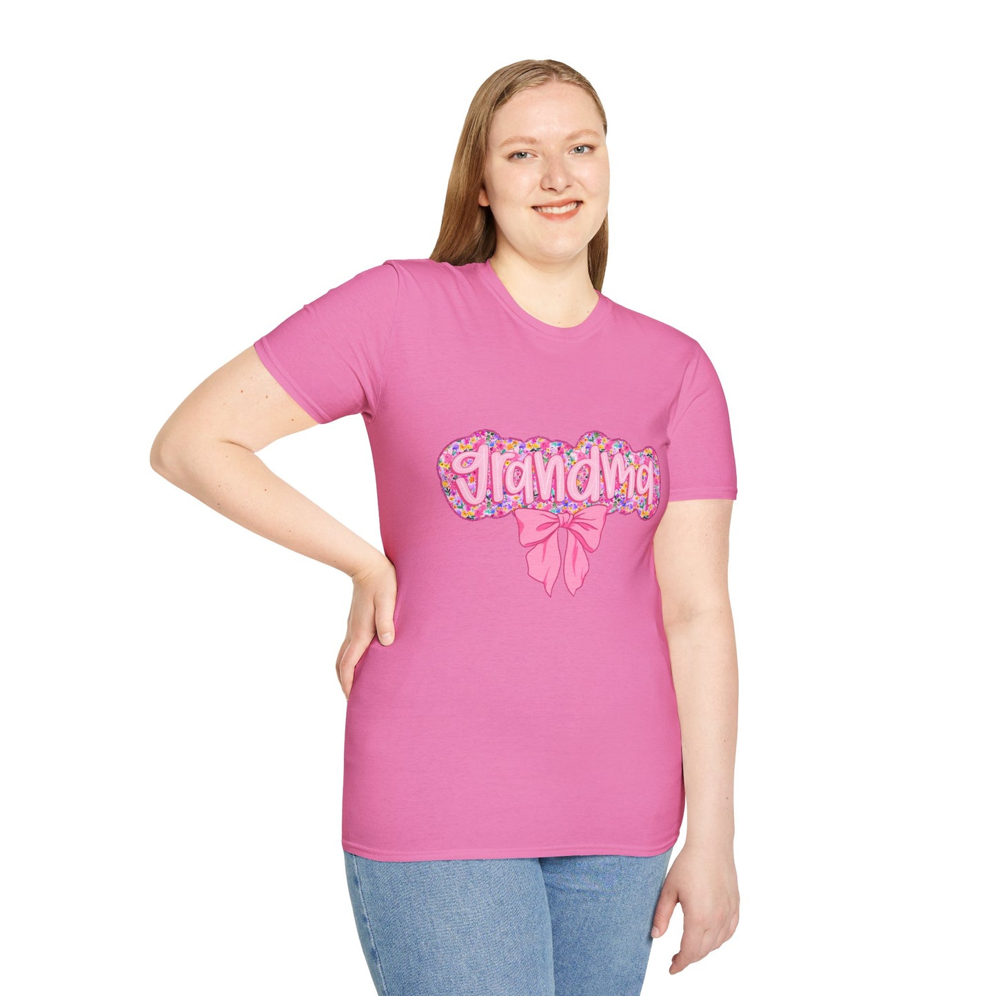 Grandma Floral Graphic T-Shirt | Gift for Grandma | Softstyle Tee for Family Celebrations, Mother's Day Gift, Casual Wear