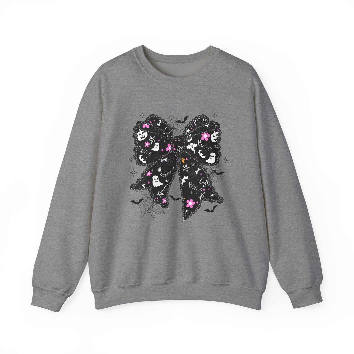 Chic Floral Bow Sweatshirt, Unisex Crewneck, Cozy Fall Fashion, Gift for Her, Perfect for Halloween & Everyday Style