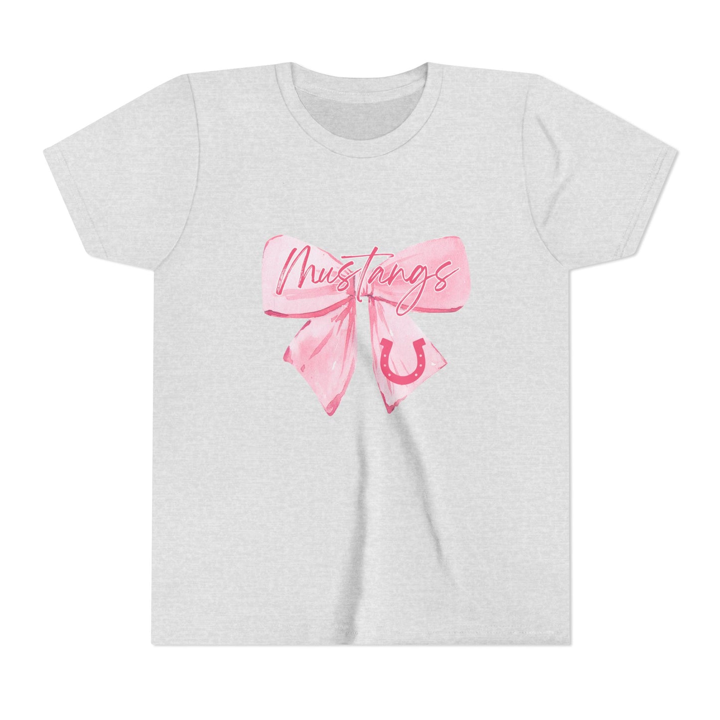 Pink Bow Mustangs Youth Tee, Perfect for Equestrian Lovers, Gift for Birthdays, Casual Wear, Rodeo Events