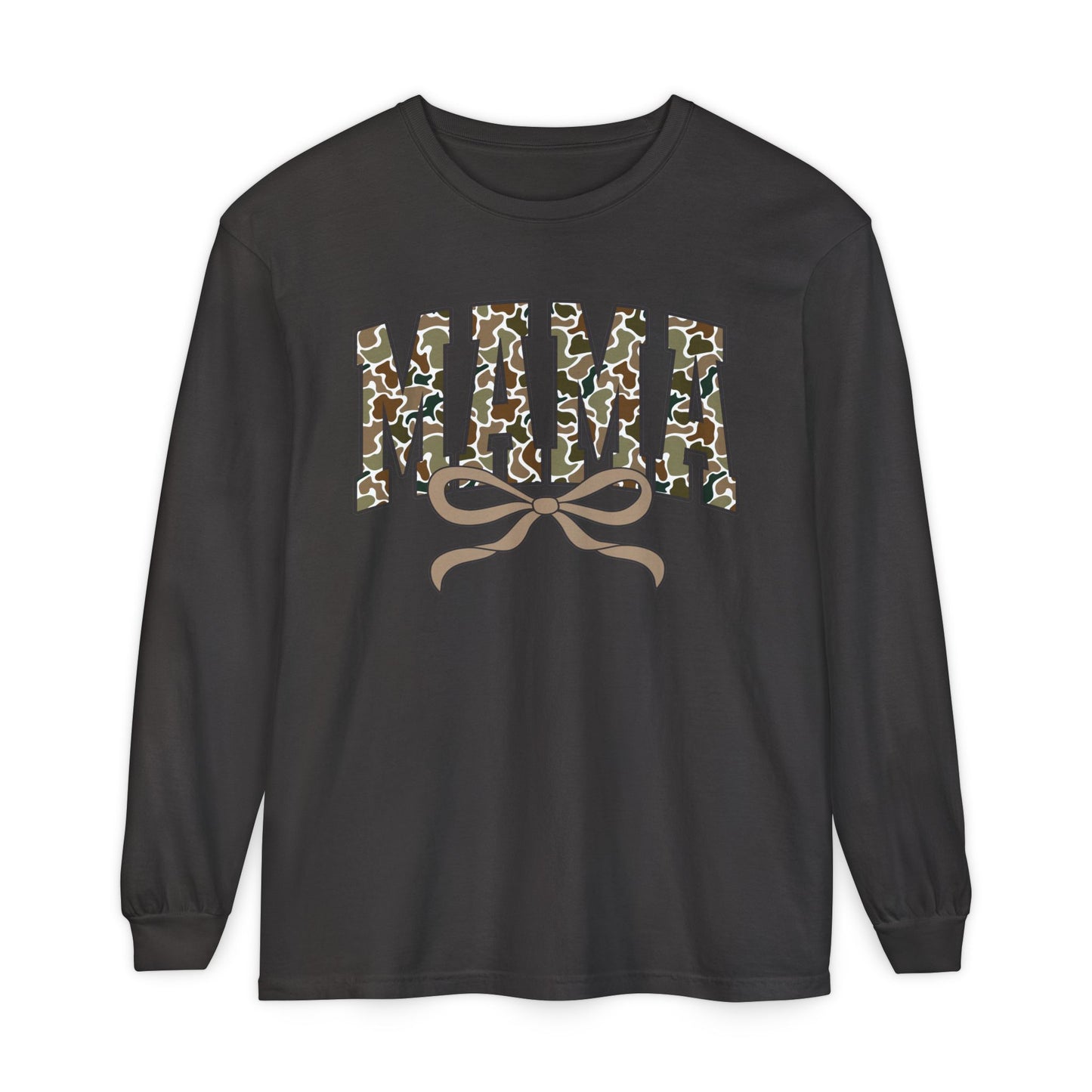 Mama Camo Long Sleeve Tee, Comfortable Unisex T-Shirt for Moms, Perfect Gift for Mother's Day, Casual Wear, Family Outings, Everyday Style