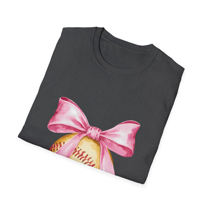 Pink Ribbon Baseball T-Shirt for Softball Lovers, Support Breast Cancer Awareness, Gift for Coaches and Players, Casual Wear