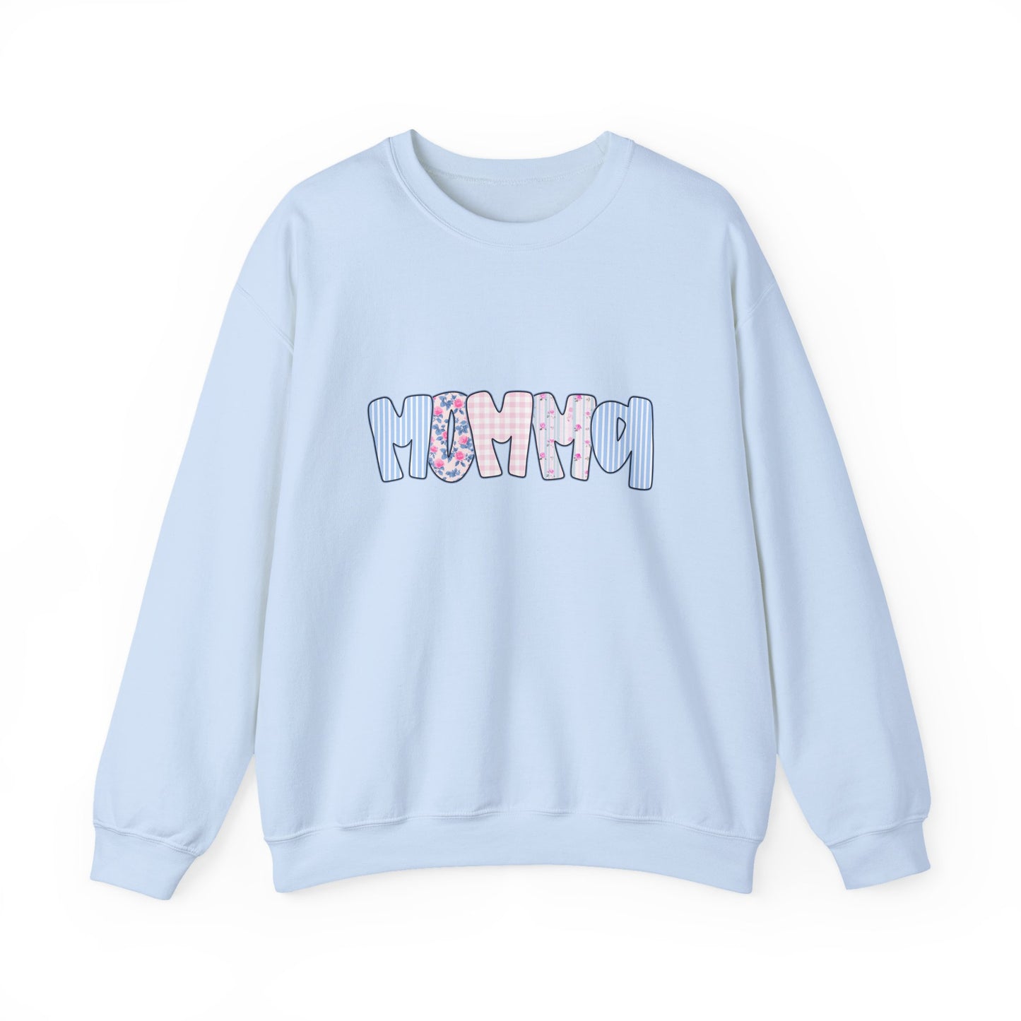 Momma Pink & Blue Floral Crewneck
