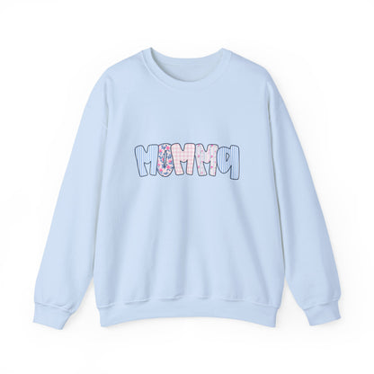 Momma Pink & Blue Floral Crewneck