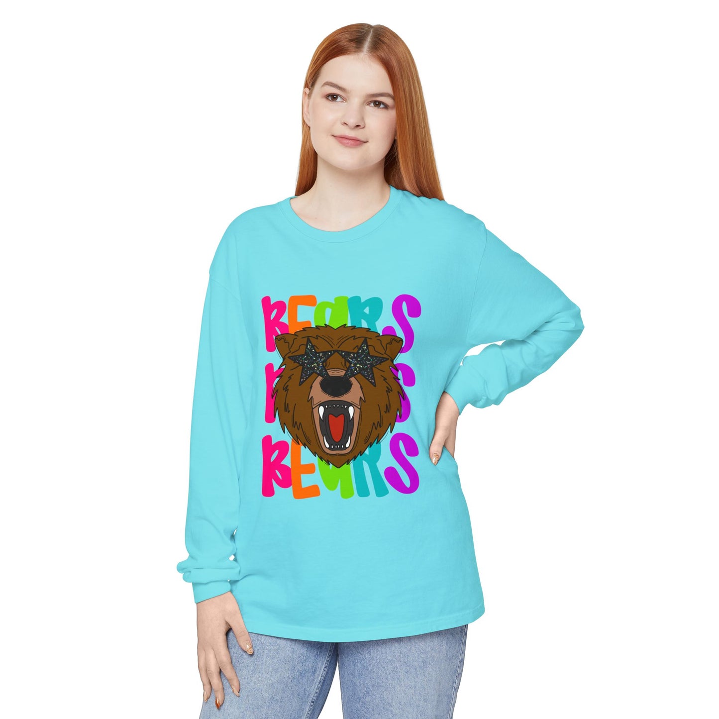 Cool Bear Graphic Long Sleeve Tee, Unisex Casual T-Shirt, Animal Lovers Gift, Trendy Apparel, Fun Statement Shirt