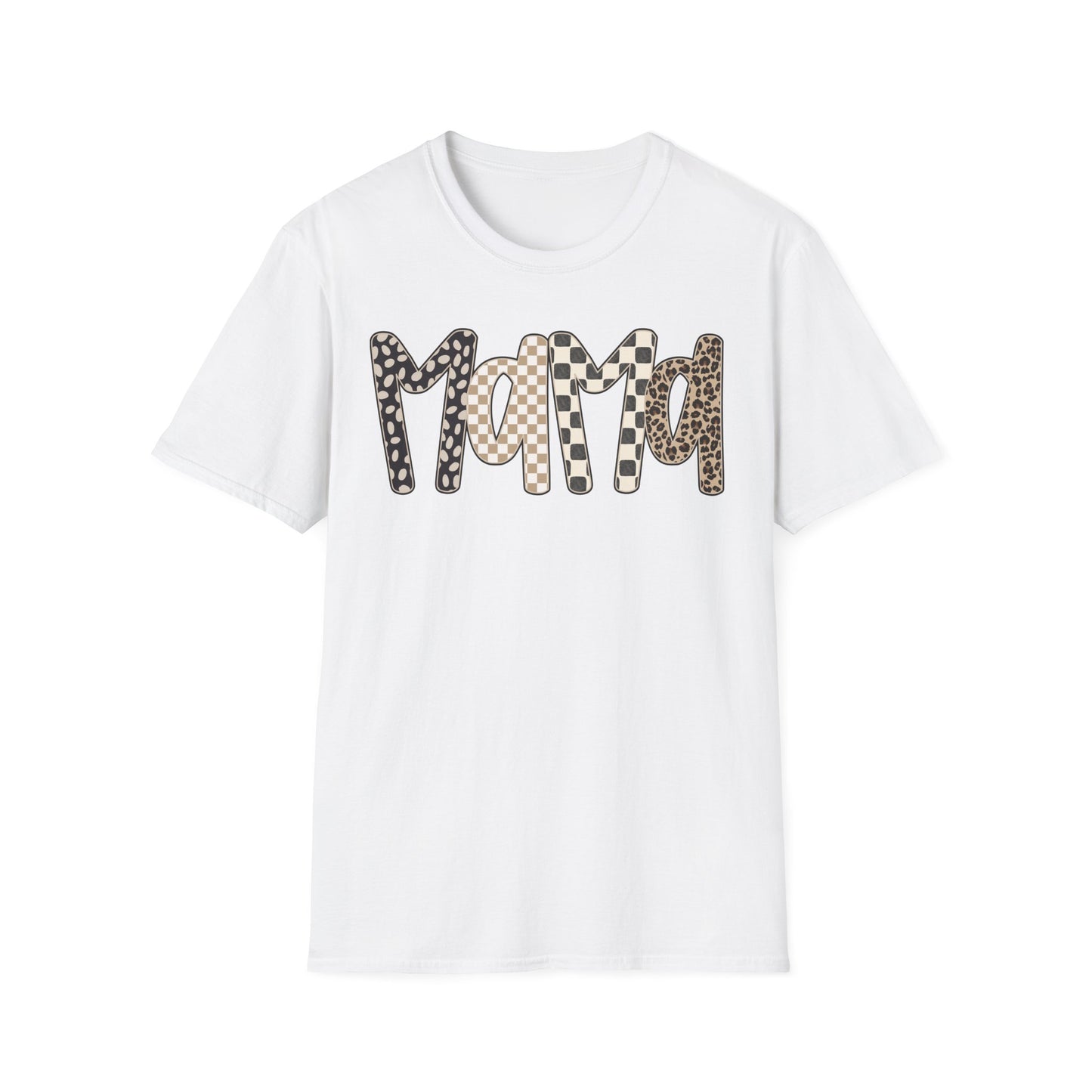 Mama Leopard & Checkered Print T-Shirt