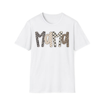 Mama Leopard & Checkered Print T-Shirt
