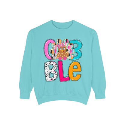 Cozy & Fun Garment-Dyed Sweatshirt with Colorful 'GOBBLE' Design