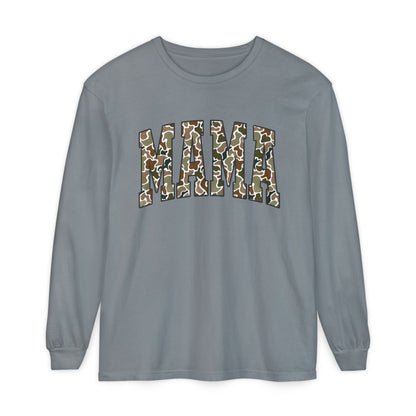 Unisex Long Sleeve T-Shirt, Camo Mama Tee, Perfect Gift for Moms, Casual Wear, Everyday Comfort