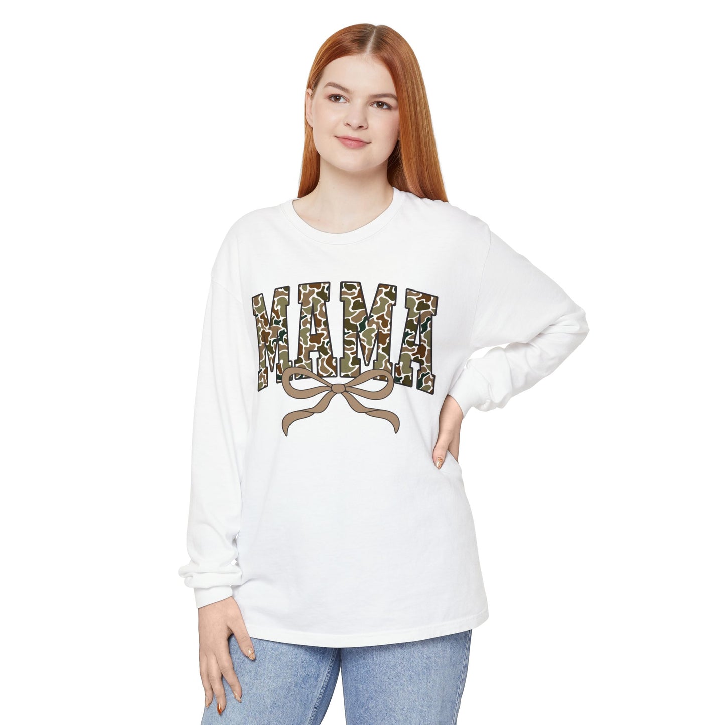 Mama Camo Long Sleeve Tee, Comfortable Unisex T-Shirt for Moms, Perfect Gift for Mother's Day, Casual Wear, Family Outings, Everyday Style