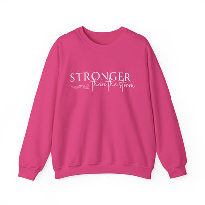 Empowering Crewneck Sweatshirt - "Stronger Than the Storm" - Cozy Gift for Resilience, Fitness, Motivation