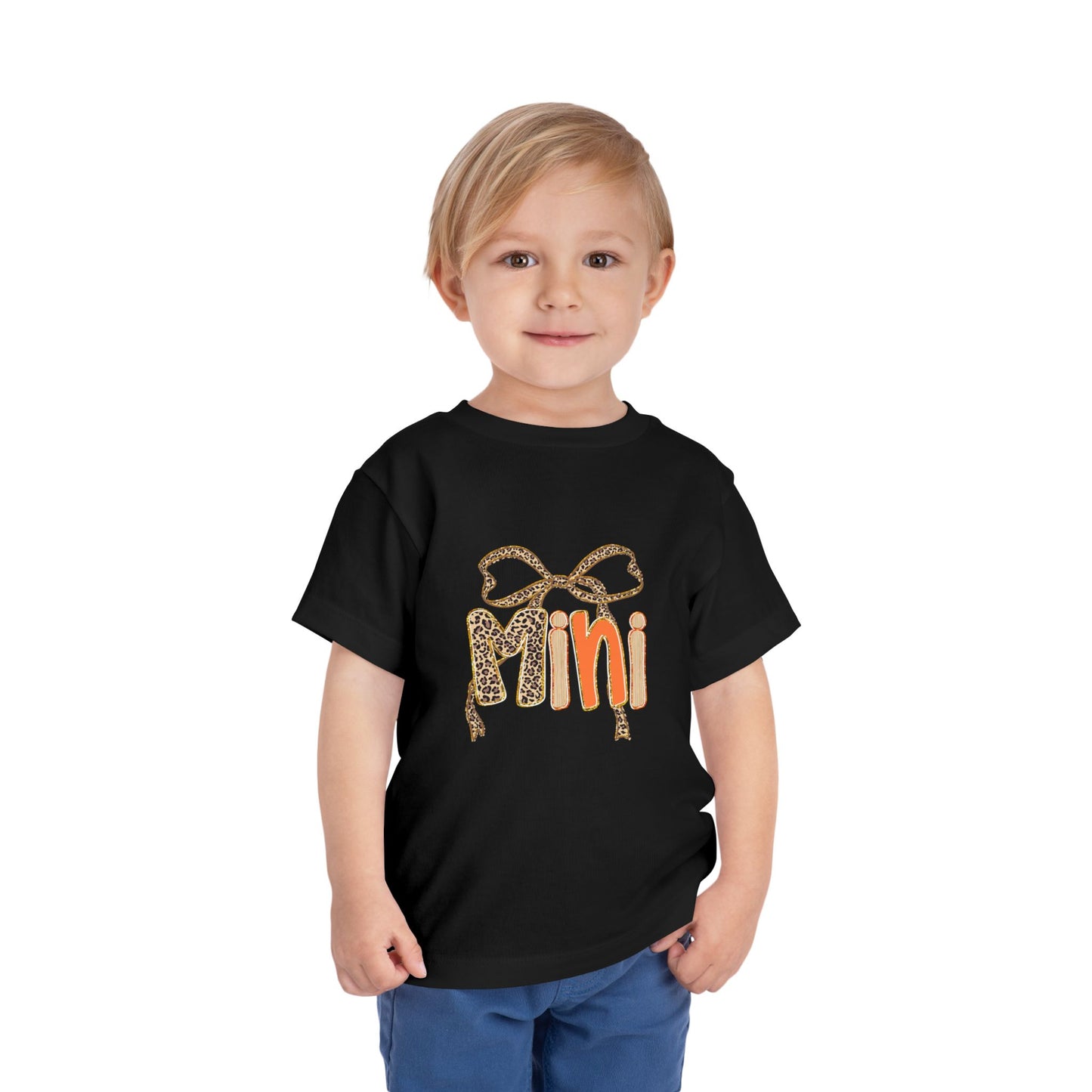 Mini Bow Toddler Tee, Cute Kids T-shirt, Birthday Gift for Girls, Animal Print Shirt, Children's Casual Wear