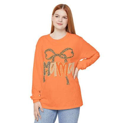 Mama Leopard Print Long Sleeve Tee, Cute Mama Shirt, Gift for Moms, Fall Fashion, Casual Wear, Birthday Gift for Her
