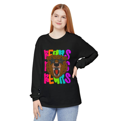 Cool Bear Graphic Long Sleeve Tee, Unisex Casual T-Shirt, Animal Lovers Gift, Trendy Apparel, Fun Statement Shirt
