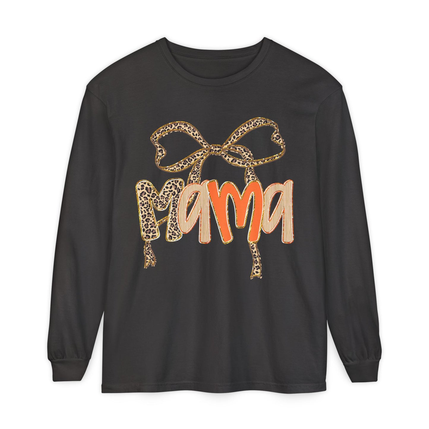 Mama Leopard Print Long Sleeve Tee, Cute Mama Shirt, Gift for Moms, Fall Fashion, Casual Wear, Birthday Gift for Her
